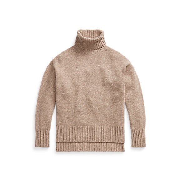 POLO RALPH LAUREN RELAXED TURTLE NECK SWEATER BEIGE WOMENS SMALL WOOL CASHMERE - Picture 2 of 11